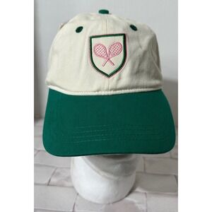 Frasier Sterling Sport Tennis Racquet Crest Baseball Cap‎ Cream Green Adjustable